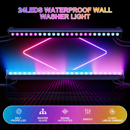 Wandlamp – RGB Wandverlichting – LED Wall Washer – Buitenlamp – Feestverlichting – 4 stuks 100W – IP65 Waterdicht Aluminium