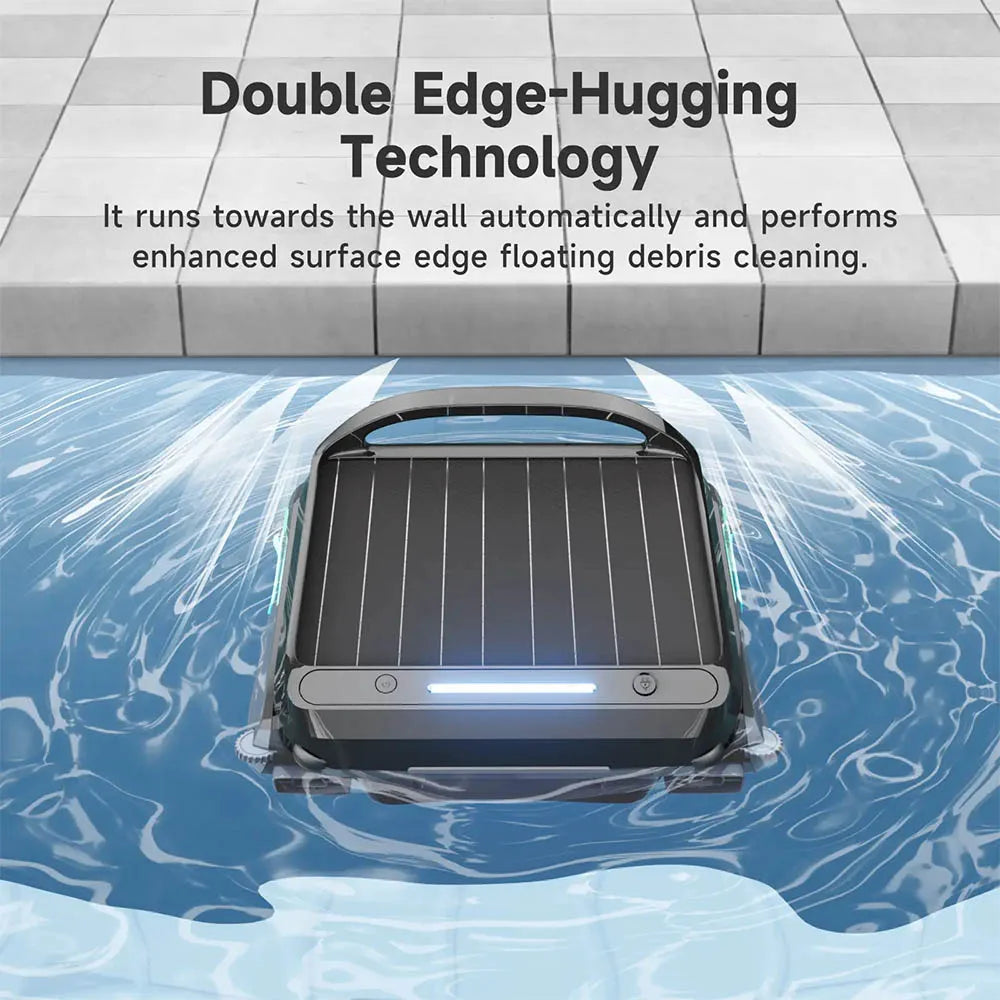 Zwembadskimmer – Automatische Skimmer – Zonne-energie Skimmer – Bluetooth Skimmer – 7 Liter Opvangmand – Anti-Stranding Technologie - Zwart