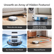 Mop System - Vacuum Cleaner - Robot Vacuum Cleaner - Cordless Vacuum Cleaner - Robot Vacuum Cleaner with Mop Function - Compatible with Alexa/Google/WiFi - 120mins - 3000Pa