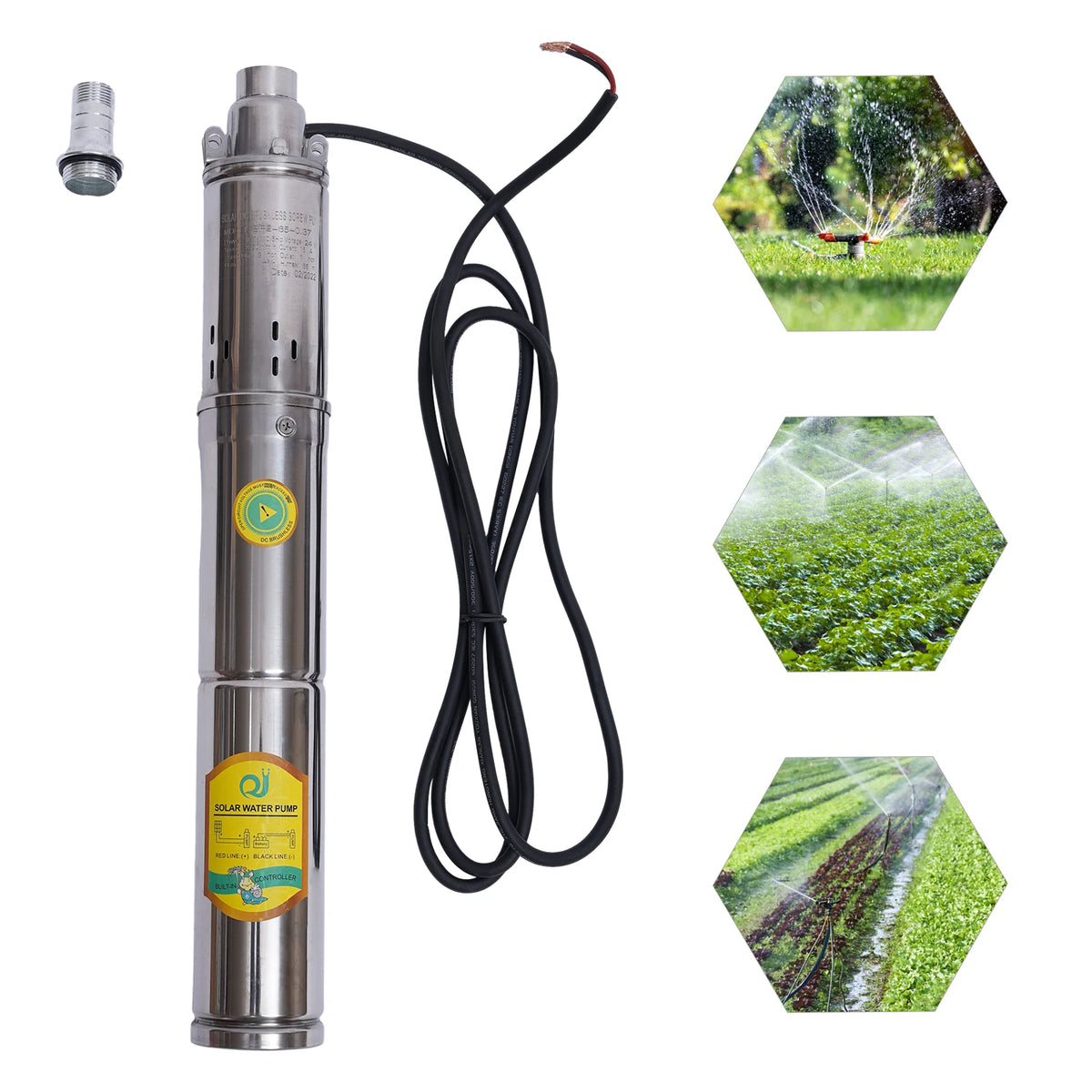 Zonne-energie Diepe Put Waterpomp - 24V - 370W - RVS - Dompelpomp voor Irrigatie - Landbouw & Watervoorziening - Farm Ranch Dompelpomp voor Diepe Putten - Zilver