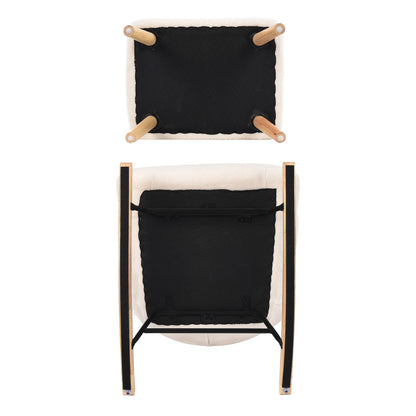Schommelstoel – Rocking Chair – Relaxstoel – Fauteuil – Stoel Met Voetensteun – Teddy Velvet Bekleding – Ergonomisch Ontwerp – Wit