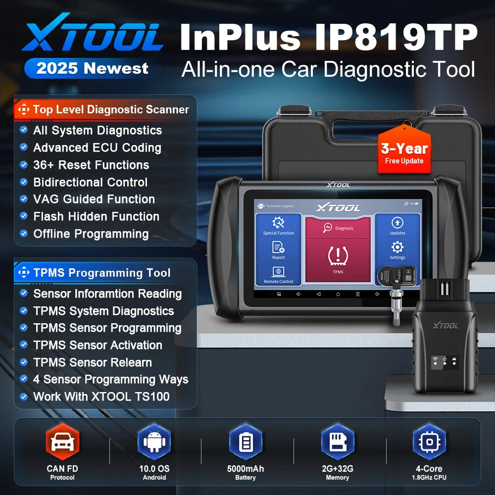TPMS Programmeertool – Bandenspanning Sensor Tester – Auto Diagnose Scanner – TPMS Sensor Relearn – 7 Inch Scherm – Draadloze Bluetooth Verbinding