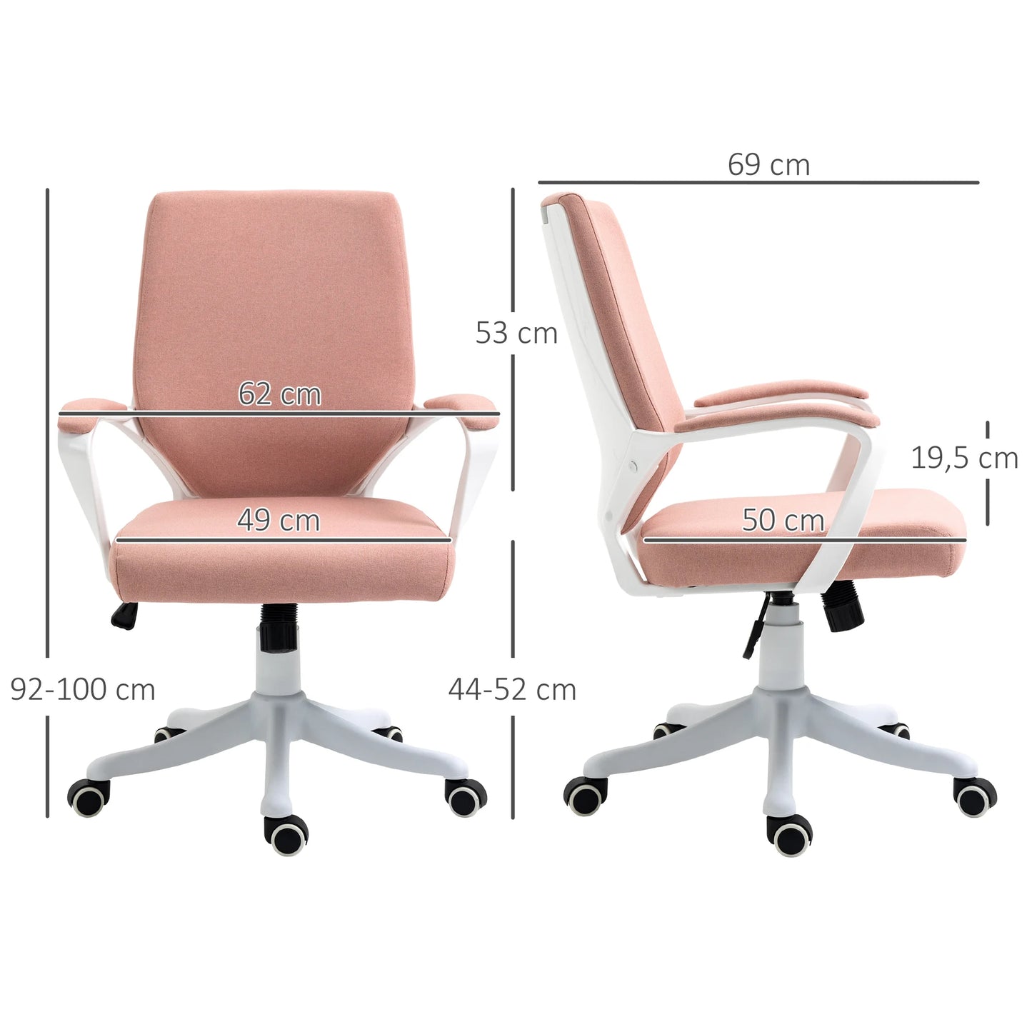 Bureaustoel – Ergonomische Stoel – Kantoorstoel – Thuiswerkstoel – Verstelbare Zithoogte – Kantelbare Zitting – Ademend Linnen