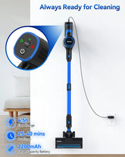 Cordless Stick Vacuum Cleaner - Stick Vacuum Cleaner - Vacuum Cleaner - Cordless Stick Vacuum Cleaner - Powerful Suction - 6-in-1 Vacuum Cleaner - 200W - Blue