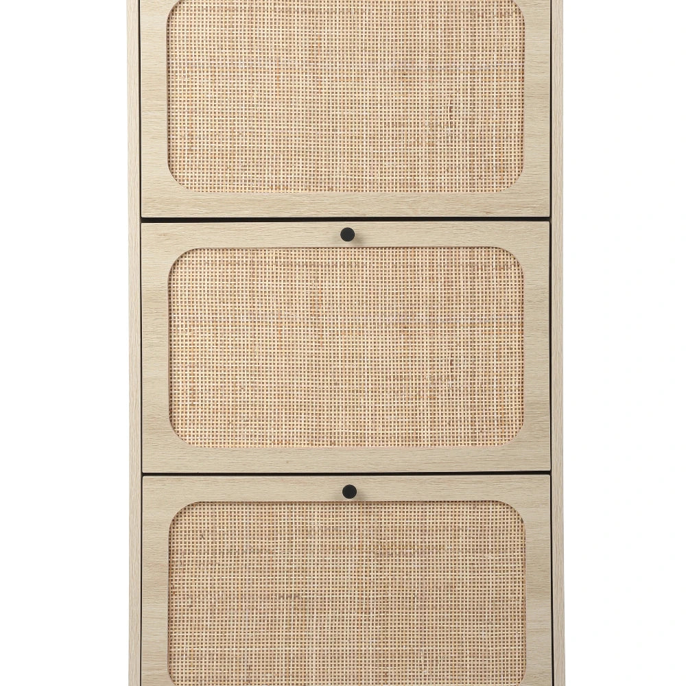 Schoenenkast – Schoenopberger – Schoenenrek – Schoenenmeubel – Rattan Decor – Verstelbare Planken – Krasbestendig Melamine - QUORE