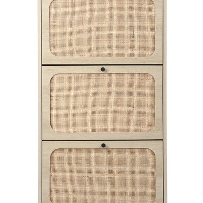 Schoenenkast – Schoenopberger – Schoenenrek – Schoenenmeubel – Rattan Decor – Verstelbare Planken – Krasbestendig Melamine - QUORE