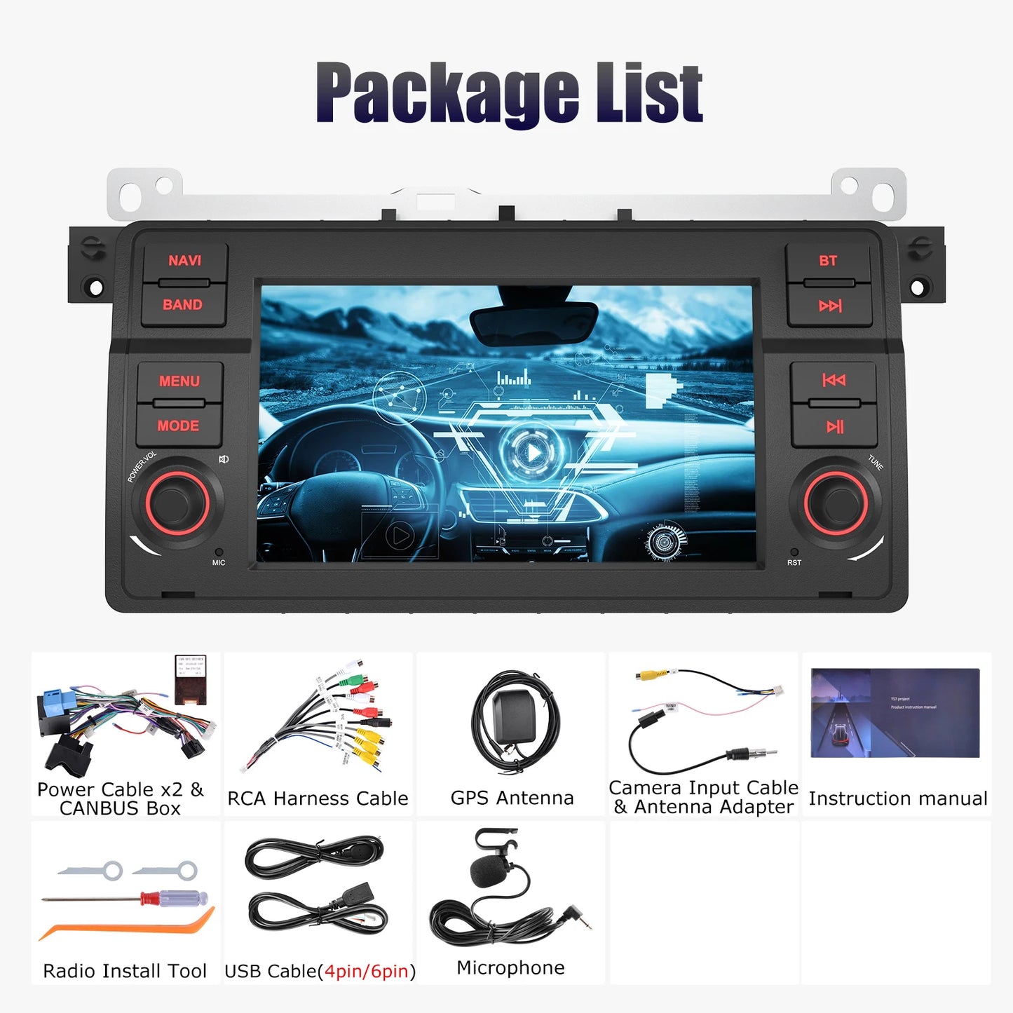 Android Autonavigatiesysteem – Multimedia Systeem – Autoradio Navigatie – Double Din Headunit – 7 Inch IPS Touchscreen – Draadloze Apple CarPlay & Android Auto