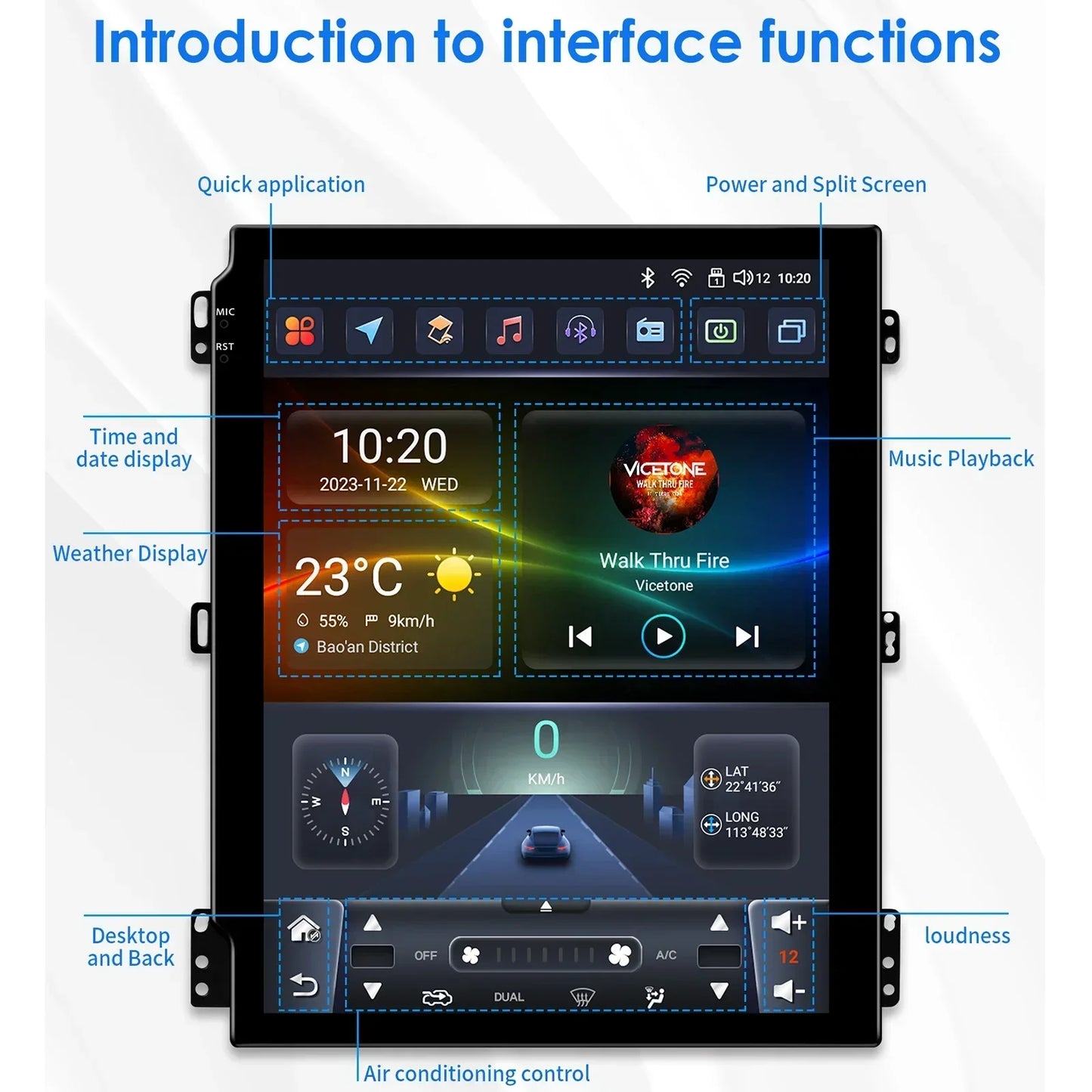 2DIN Android 14 Autoradio – Multimedia Speler – Navigatie Systeem – CarPlay – Bluetooth Radio – 9,7 Inch Touchscreen – GPS Navigatie – Bluetooth 5.0