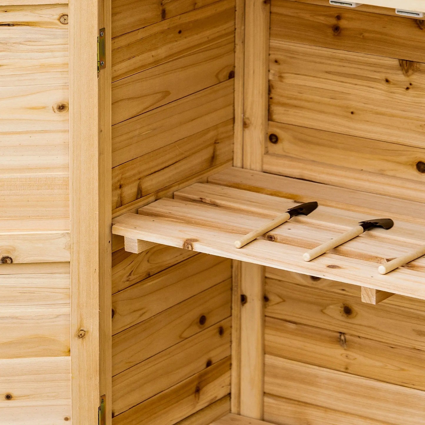 Houten Tuinopbergkast – Tuinkast – Tuinberging – Opbergkast Buiten – Tuinmeubel – Waterbestendig Dennenhout – Verhoogde Basis - 83 x 40 x 92 cm - Natuurlijk Hout