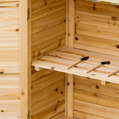 Houten Tuinopbergkast – Tuinkast – Tuinberging – Opbergkast Buiten – Tuinmeubel – Waterbestendig Dennenhout – Verhoogde Basis - 83 x 40 x 92 cm - Natuurlijk Hout