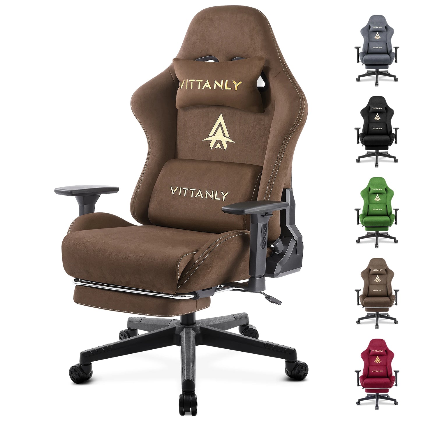 Gamingstoel – Gamestoel – Gaming Chair – Game Stoel – Bureaustoel – Natuurlijk Suède – Ergonomisch Met Voetensteun – Verstelbare Rugleuning 90°-155° - QUORE