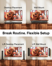 Soundbar - Soundbars for TV and Theater - Soundbar with Subwoofer - 200W - 4.1CH - Heimkino Soundsystem - Bluetooth Speaker Soundbar Subwoofer with optical - AUX - HDMI support - EU plug - Black