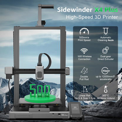 Sidewinder X4 Plus 3D-printer – 3D Printer – FDM Printer – Desktop Printer – Hobby Printer – Groot Bouwvolume 300x300x400 mm – Supersnelle Prints Tot 500 mm/s