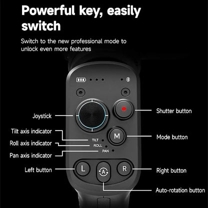 Gimbal Smartphone - Stabilisator voor Smartphone & Camera - Gimbal voor Smartphone & Camera - Rolhoek 320° - Koershoek 360° - 3-Axis - Alles-in-één - Handheld spiegelloos - Zwart