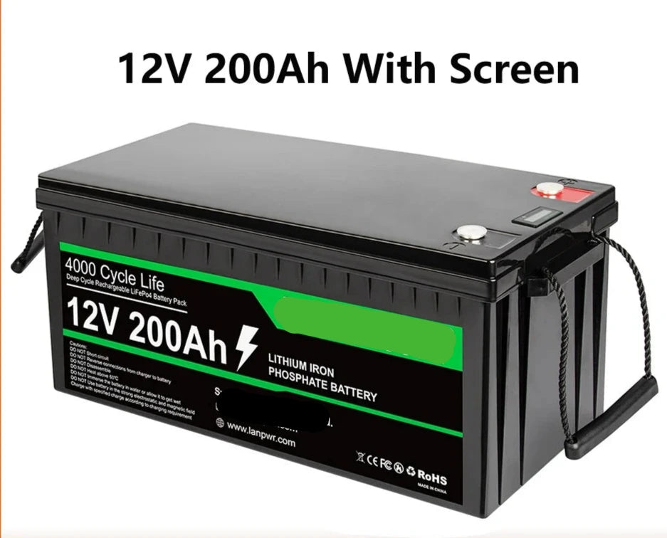 LiFePO4 Accu – Lithium Accu – Camper Accu – Boot Accu – 12V 200Ah – Lichtgewicht – Lange Levensduur