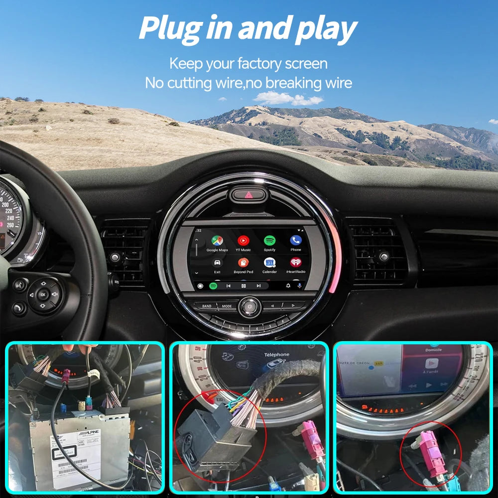 Draadloze CarPlay Adapter – Android Auto Interface – Auto Multimedia Connector – Bluetooth USB Adapter – Mini CIC Systeem Variant – Plug & Play Installatie – Handsfree Spraakbesturing