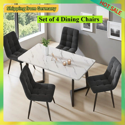 Comanlai 4 pieces Dining Chairs Set with Velvet Upholstered Backrest and Metal Legs,Living Room Chair f,Gray