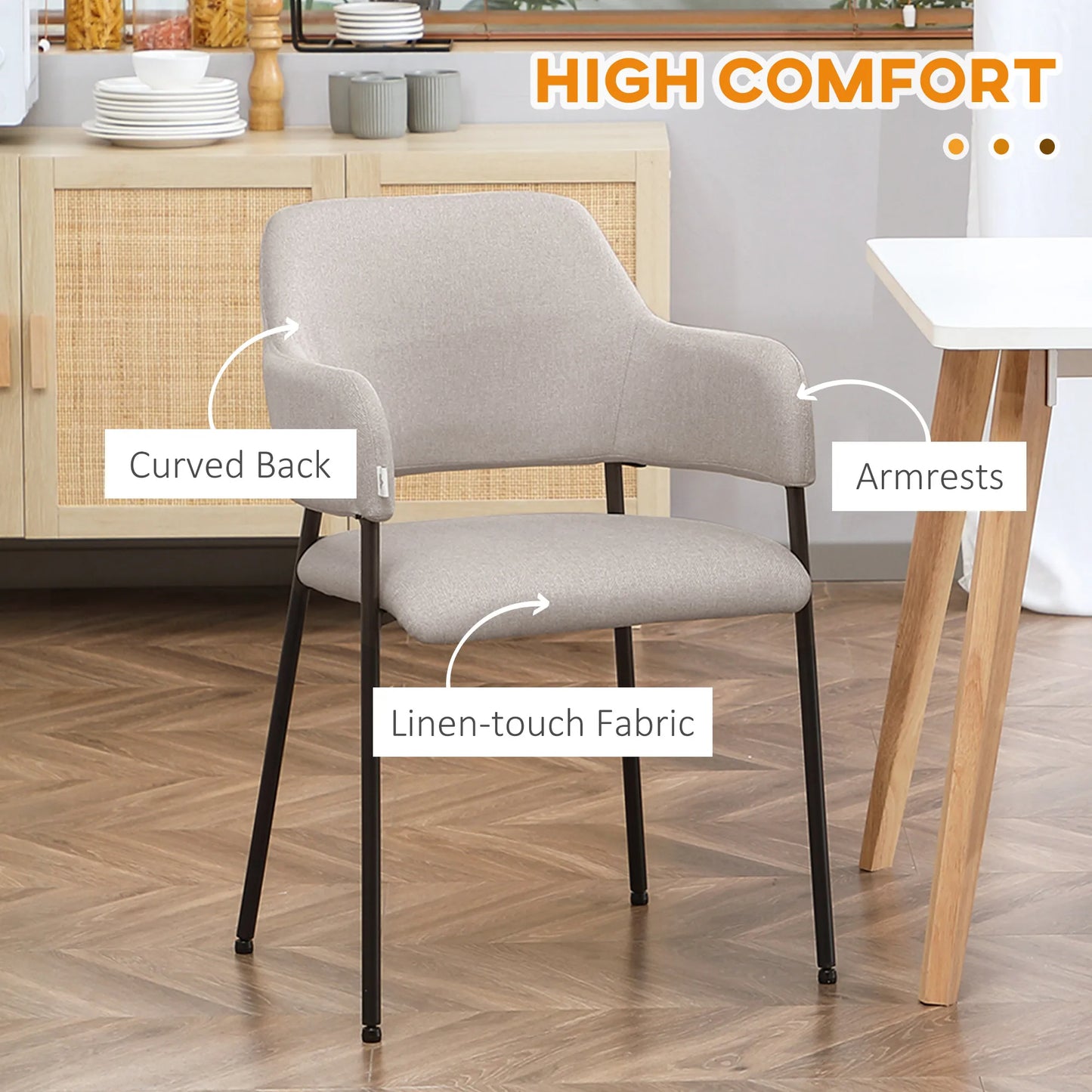 Eetkamerstoelen – Stoelen – Zitmeubelen – Dining Chairs – Ademend Polyester – Stevig Stalen Frame