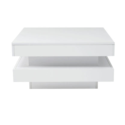 Salontafel – Witte Tafel – Moderne Tafel – Led Tafeltje – Vierkant Ontwerp – 16 Kleuren Ledverlichting – Usb Aansluiting