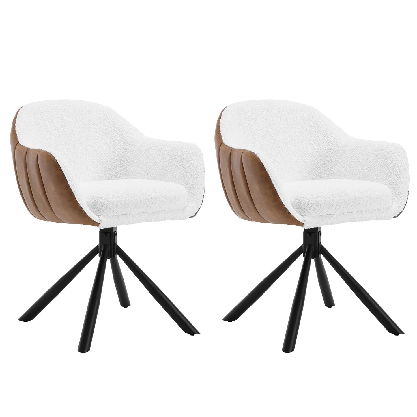 Eetkamerstoelen - Keukenstoel - Eetstoel - Eetkamerstoel - Draaibare - met Armleuningen - Ergonomisch Ontwerp, Luxe Eetkamer- en Lounge Stoelen - 2 Packs - Chenille - Wit