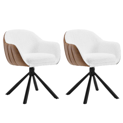 Eetkamerstoelen - Keukenstoel - Eetstoel - Eetkamerstoel - Draaibare - met Armleuningen - Ergonomisch Ontwerp, Luxe Eetkamer- en Lounge Stoelen - 2 Packs - Chenille - Wit