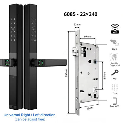 Vingerafdrukslot – Slimme Deurslot – Elektronisch Slot – Smart Lock – Deurklink Slot – Wifi Connectiviteit – Waterdicht Aluminium - 6085 - 22x240