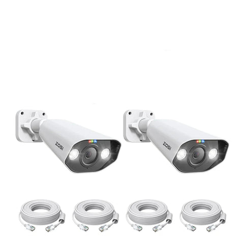 Zosi - Beveiligingscamerasysteem - 8MP 1080p - Buiten - Bewakingscamera - Beveiligingscamera - Beveiligingscamerasysteem - 2 stuk - IP66 - Wit
