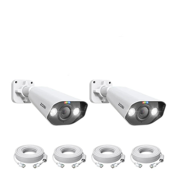 Zosi - Security camera system - 8MP 1080p - Outdoor - Surveillance camera - Security camera - Security camera system - 2 pieces - IP66 - White