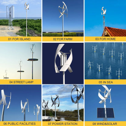 Windturbine - Windmolen - Windturbine Generator - Windenergie - Verticaal As - 5000W - 24V - Met Omvormersysteem - 3 Messen - Stille en Efficiënte Energieoplossing - voor Thuisgebruik - QUORE