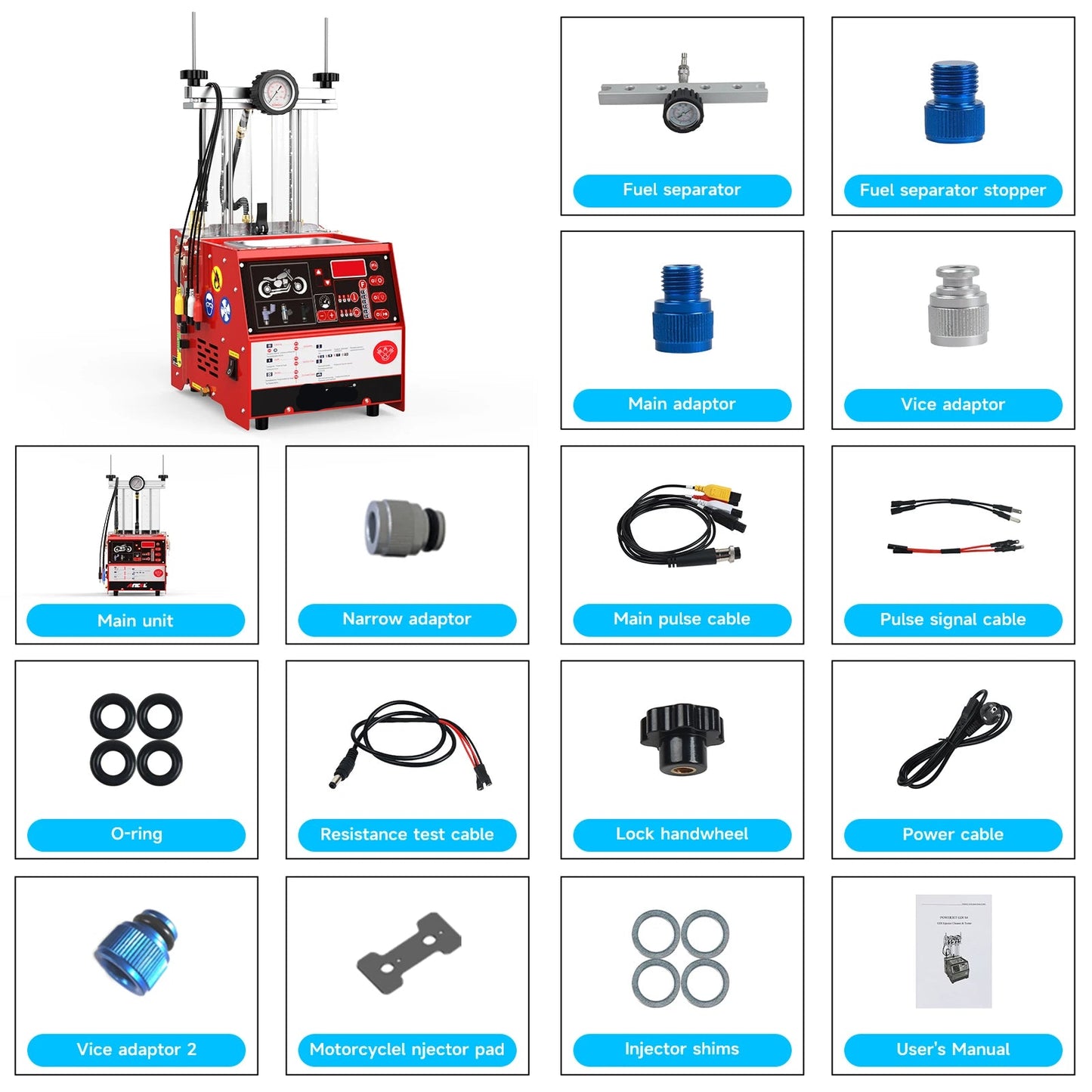 Brandstofinjectorreiniger – Injector Tester – Ultrasone Reiniging – In-Vehicle Reiniging – 2000 Ml Tank – 100W Ultrasoonvermogen