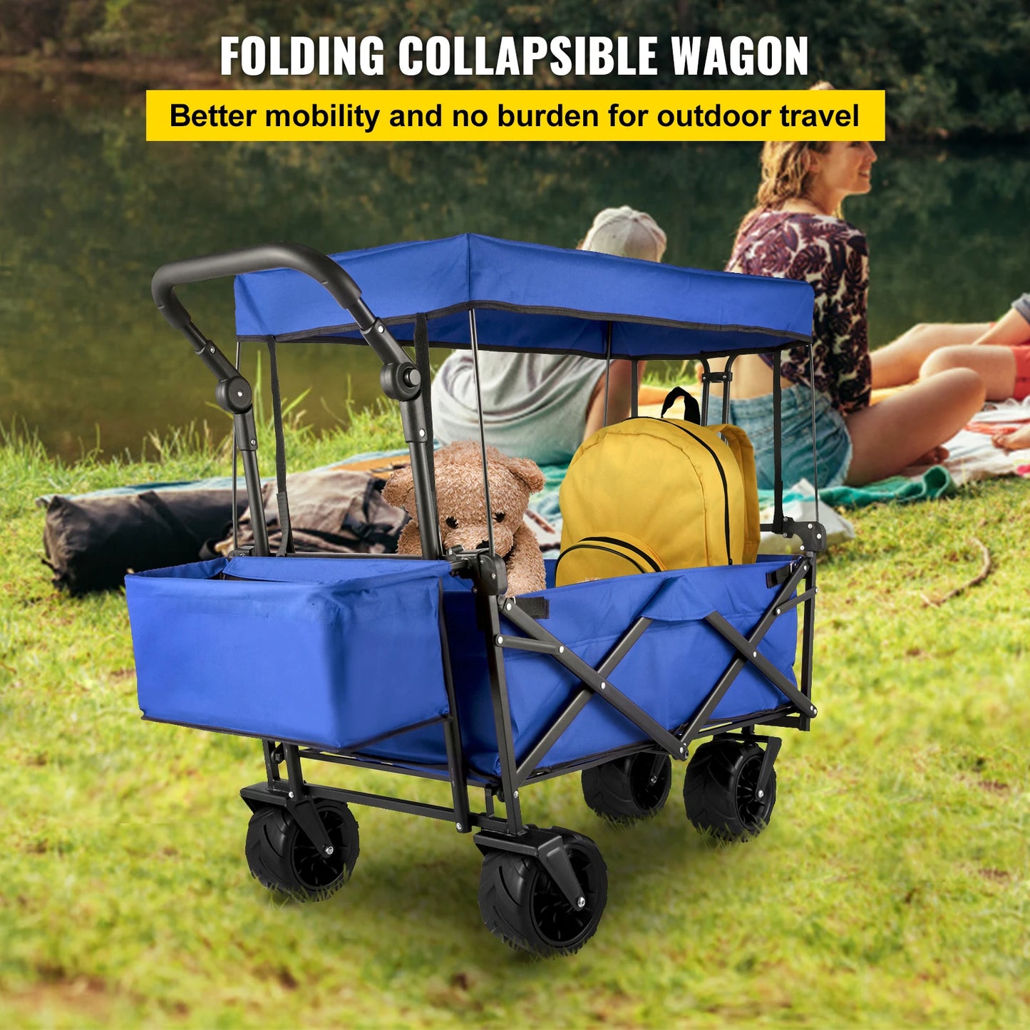 Bolderwagen – Opvouwbare Bolderkar – Transportwagen – Pickupkar – Laadvermogen 100 Kg – 600D Oxford Polyester - Blauw