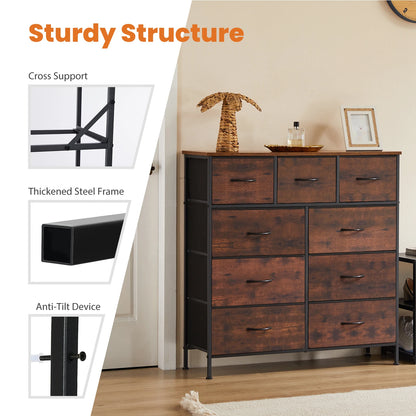 Ladekast - Ladenkastje - met 9 Stoffen Laden – Ruime Dressoir Kast - Stabiele Opbergkast - Compact en Ruimtebesparend - voor Slaapkamer en Kleding - Zwart