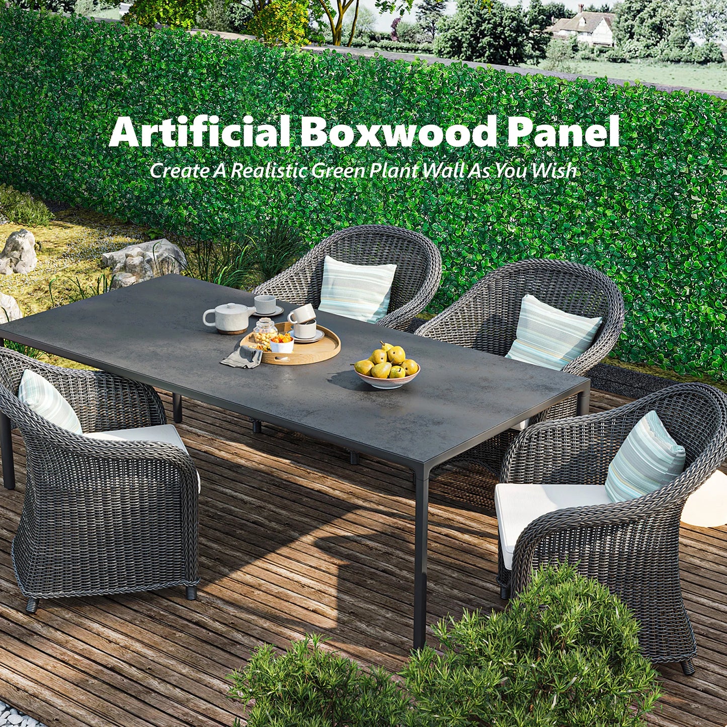 Kunsthaag - Kunstplant - Kunstplanten voor Binnen en Buiten - Tuinscherm - 12 Stuks - 50x50 cm - Boxwood Hegge Wandpaneel, Siergras Privacy Scherm voor Thuisdecoratie - Balkonscherm