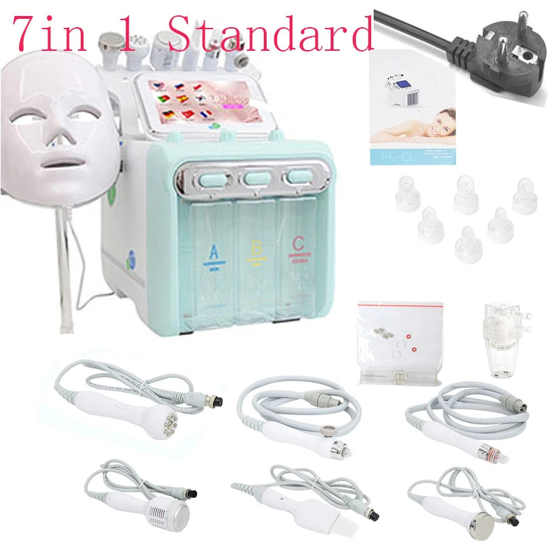 Water Dermabrasie Machine – Hydradermabrasie Apparaat – Gezichtsreiniging Machine – Huidverzorging Tool – Beautyapparaat 7-in-1 – EMS & RF Lifting – Compact 47x32x43 cm