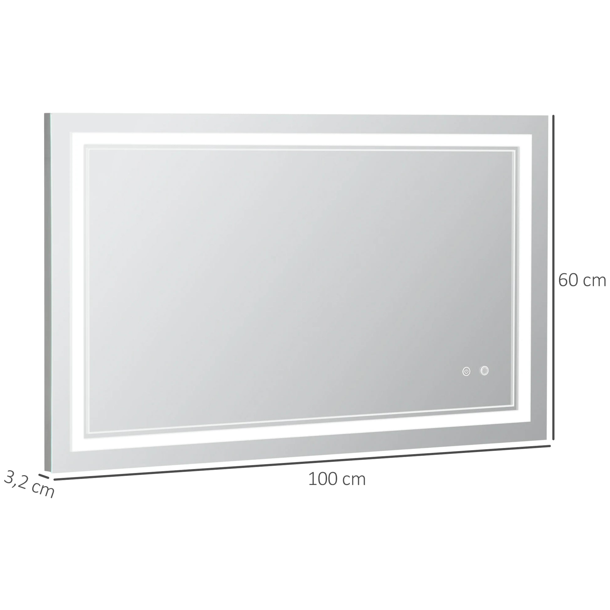 Badkamerspiegel – LED Spiegel – Verlichte Spiegel – Spiegel Met Verlichting – 100x60 cm – IP44 Spatwaterdicht – Dimbare Lichtkleur - QUORE