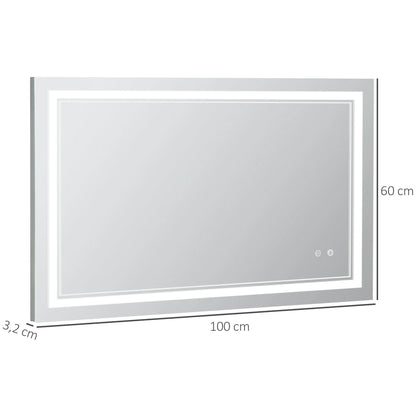 Badkamerspiegel – LED Spiegel – Verlichte Spiegel – Spiegel Met Verlichting – 100x60 cm – IP44 Spatwaterdicht – Dimbare Lichtkleur - QUORE