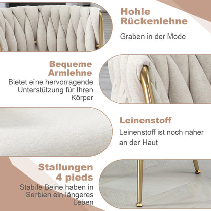 Eetkamerstoelen – Stoelen – Zitkamer Stoelen – Woonkamer Stoelen – Keuken Stoelen – Metalen Frame – Linnen Bekleding