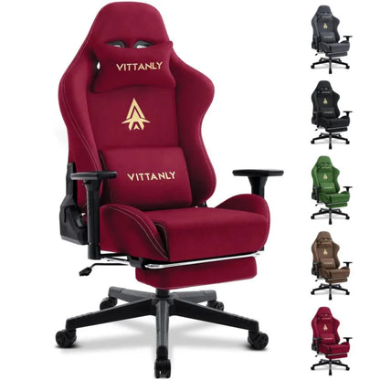 Ergonomische Gamingstoel – Bureaustoel – Bureaustoel – Gamestoel – Relaxstoel – Verstelbare Rugleuning – Ingebouwde Voetensteun – Faux Suede – 10 cm Dikke Schuimzitting – Wijnrood