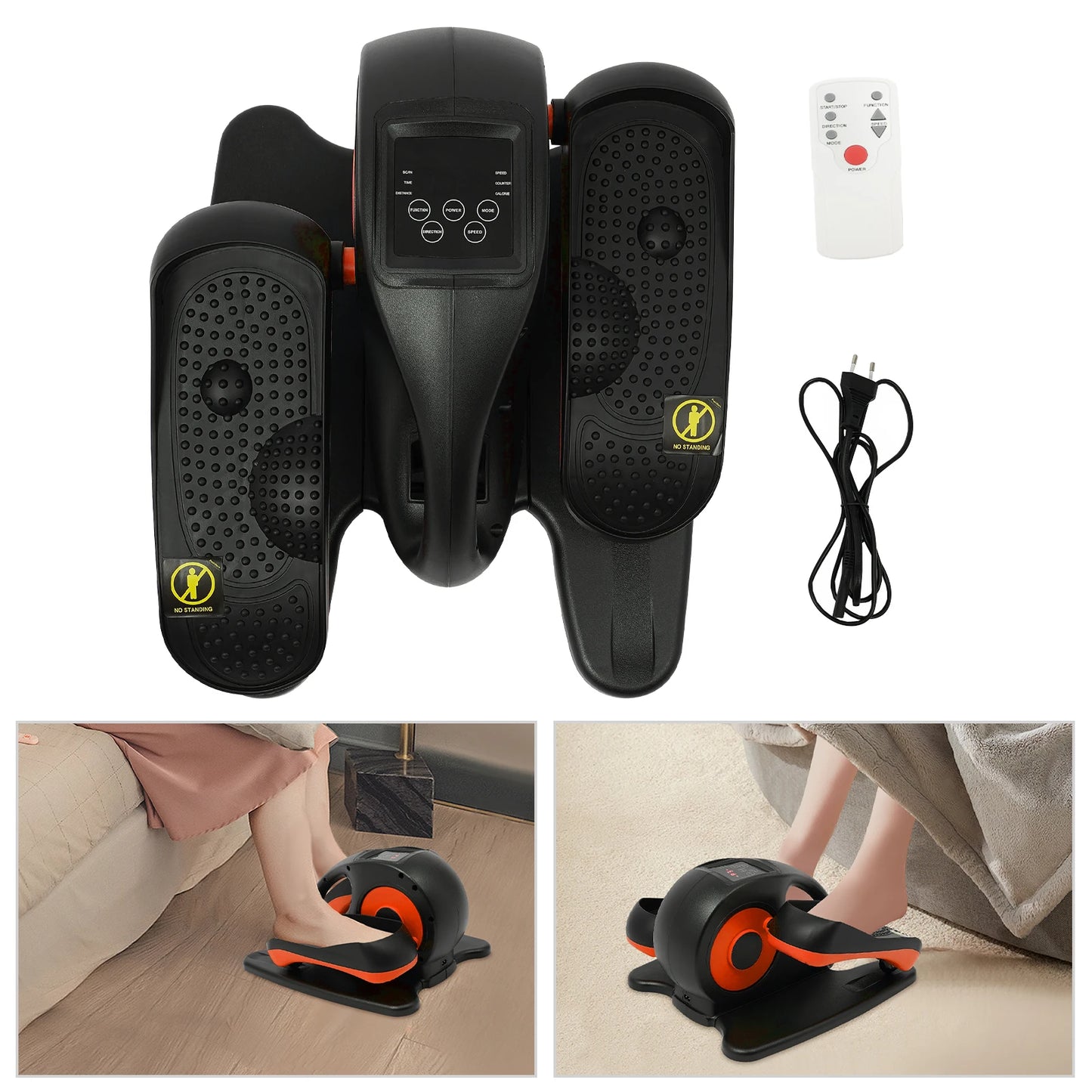 Elliptische Trainer Elektrisch – Crosstrainer – Hometrainer – Revalidatietrainer – Fitnessapparaat – Oranje Zwart – 5 Snelheden – Stil Motor Met LCD Display