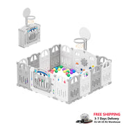 Kinderbox - Babybox - Inklapbare Babybox - Opvouwbare Babybox - Met Basketbal Hoepel - 24.1 Sq - Milky-White