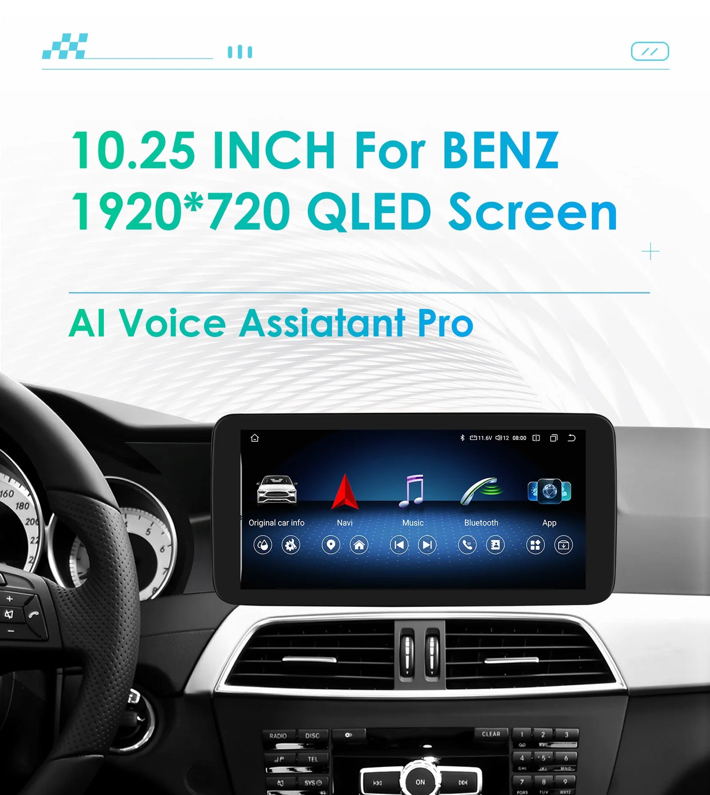 Hizpo Carplay 4G AI Systems Android 13 Car Radio for Mercedes Benz C-Class W204  Multimedia Video Player GPS Autoradio Bluetooth