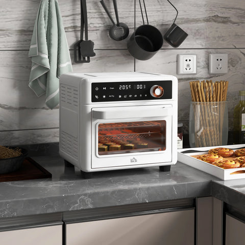 Freestanding Electric Oven with Accessories - 13L - Hot Air and Grill - 1200W - White - Multifunctional Desktop Electric Oven