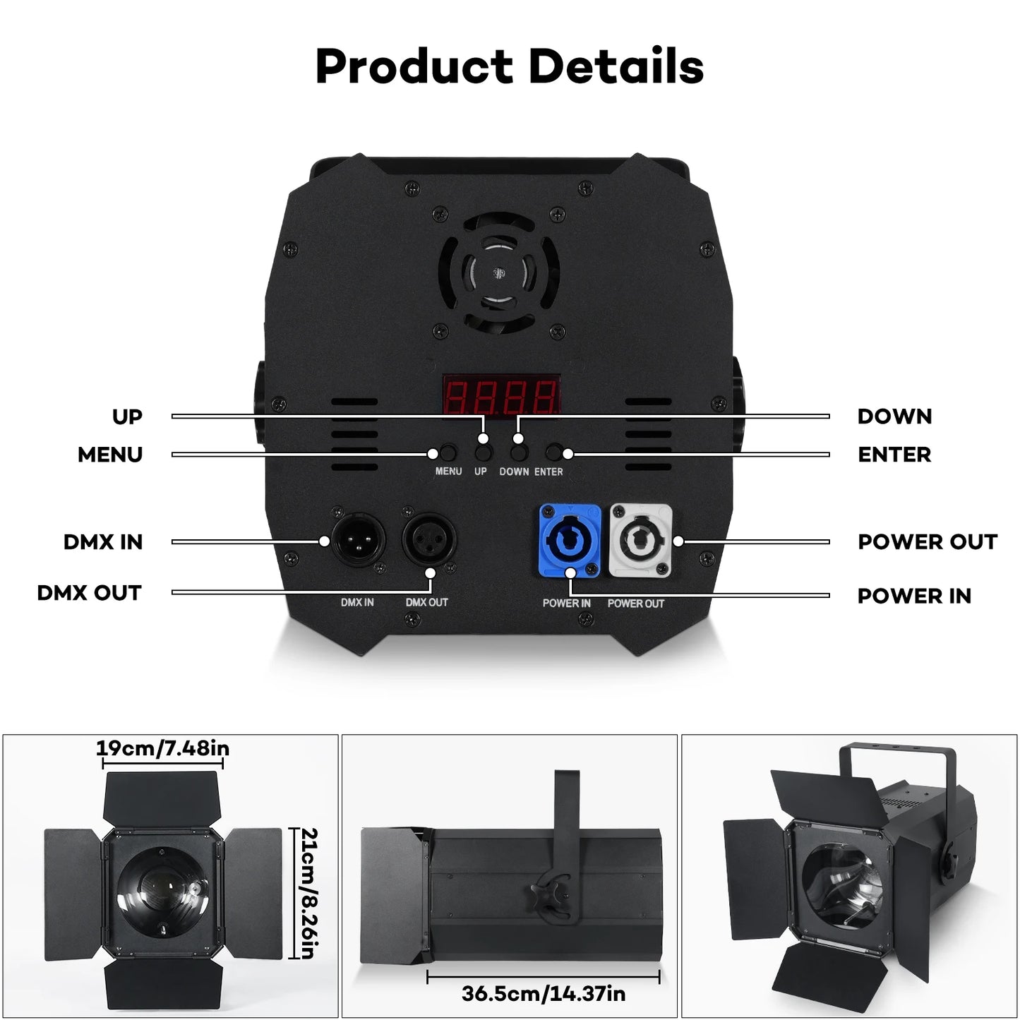 LED Par Light – LED Stage Light – DJ Licht – Theaterverlichting – Focusing Face Light – EU Plug 2PCS – 200W Dual-Color COB LED – Verstelbare Zoom 10-60° met DMX512