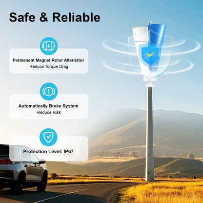 Verticale Windturbine – Windgenerator – Windmolen – Duurzame Energie – Compact – 100W Vermogen – IP67 Weerbestendig