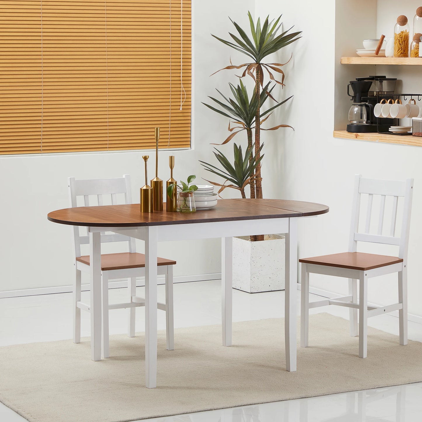 Eettafel – Uitklapbare Tafel – Grenenhouten Tafel – Compacte Eettafel – Flexibel Formaat – Onderhoudsvriendelijk - 140 x 70 x 75 cm - Bruin