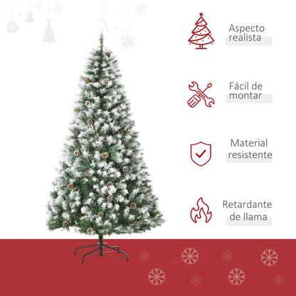 Homcom - Artificial Christmas Tree - Plastic Christmas Tree - Triumph Tree - PVC Leaf Tree - For Home Decoration, Garden, Shopping Mall and Restaurant - 1.8m - With Snow - Vegetable