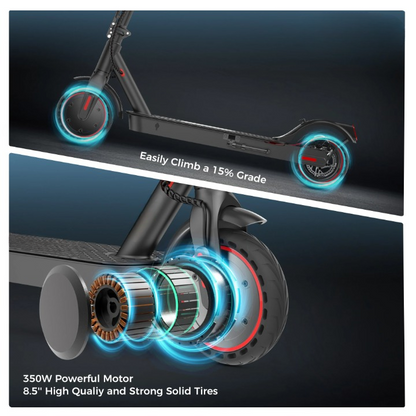 Scooter - Elektrische Step - E-Scooter - Opvouwbare - met Koplampen - Achterlichten - 42V - Oplader - EU-stekker - 8.5 Inch Honingraatband - 7.8Ah - 350W - 30km/h - 115 x 108 cm - Zwart