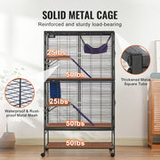 Vevor - Hamster - Hamster Cage - Hamster House - 64.6” Rolling Metal Ferret Cage Large 4-Tier Critter Nation Cage - for Pet Rats Hamster Guinea Chinchilla