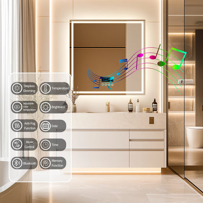 LED Badkamerspiegel – Slimme Spiegel – Anti-Condens Spiegel – Bluetooth Spiegel – Touchbediening – 6000 Lumen – Aluminium Ontwerp - Rond