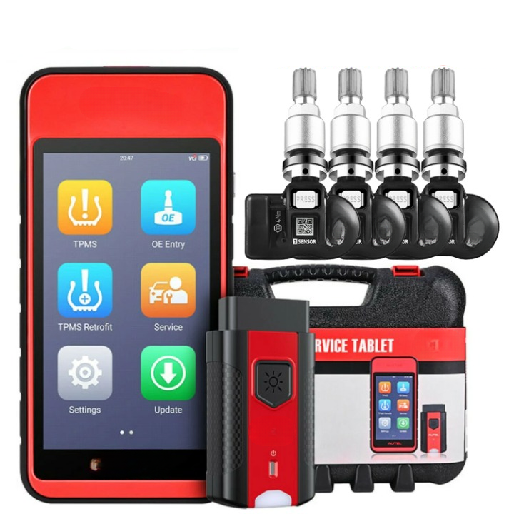 TPMS-Tool – Bandenspanningssensor Tester – Diagnosestation – Sensorprogrammer – 5,5-Inch Kleurentouchscreen – Bluetooth En Wi-Fi -Met 4-sensor M